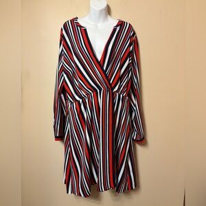 Tommy Hilfiger red blue & white Striped Long Sleeve Dress with pockets